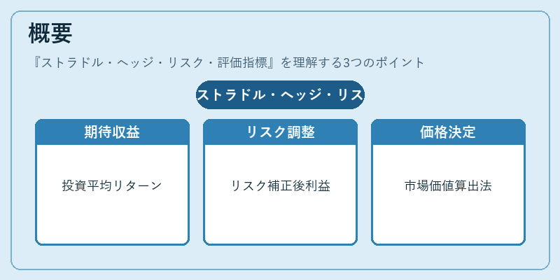 概要（ストラドル・ヘッジ・リスク・評価指標）の図解