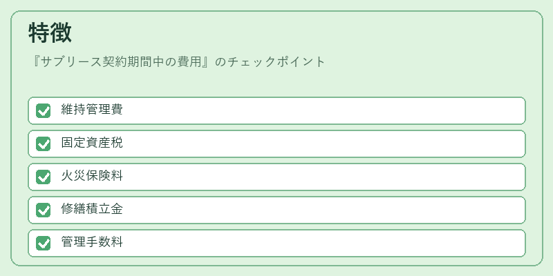 特徴（サブリース契約期間中の費用）の図解