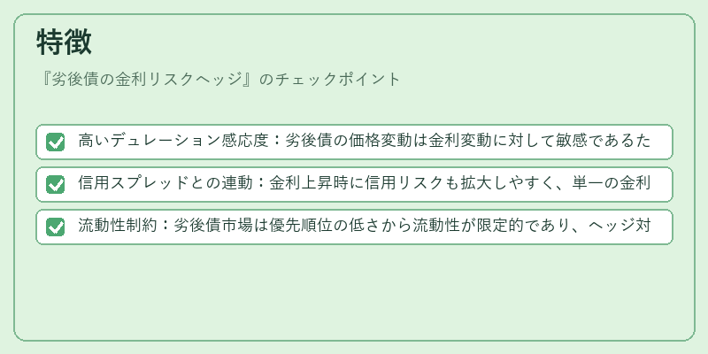 特徴（劣後債の金利リスクヘッジ）の図解