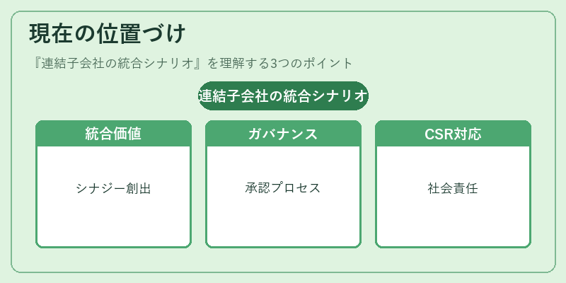 現在の位置づけ(連結子会社の統合シナリオ)の図解