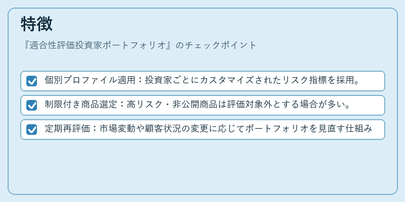特徴(適合性評価投資家ポートフォリオ)の図解