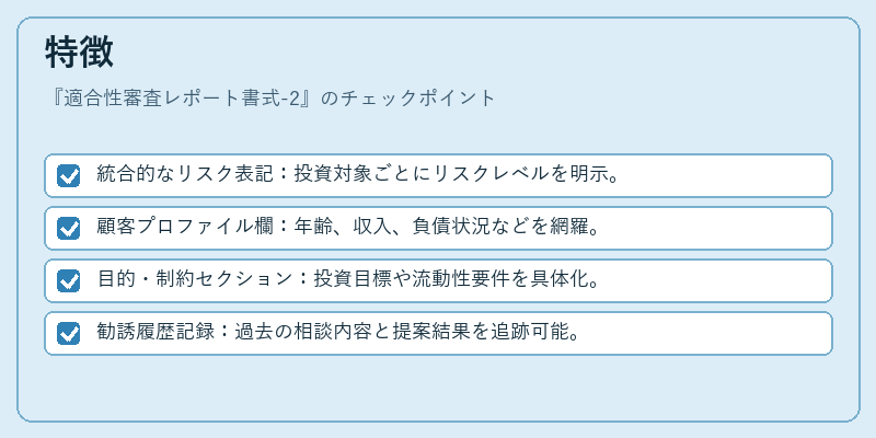特徴(適合性審査レポート書式-2)の図解