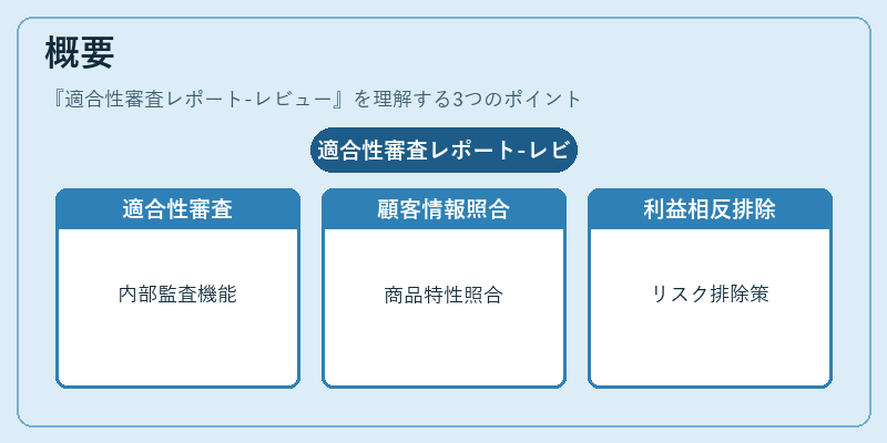 概要（適合性審査レポート-レビュー）の図解