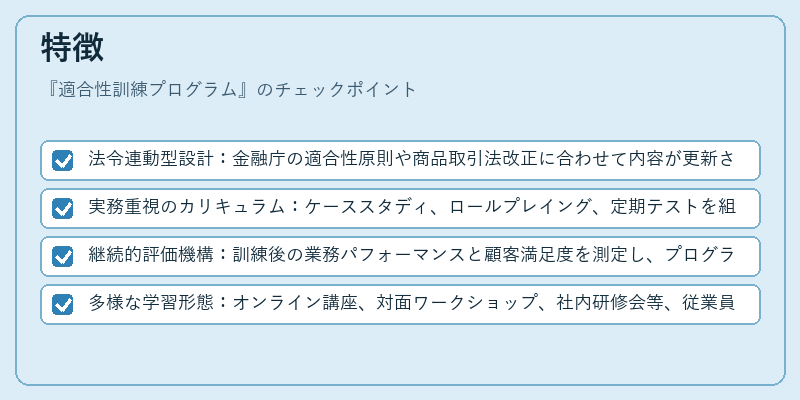 特徴（適合性訓練プログラム）の図解