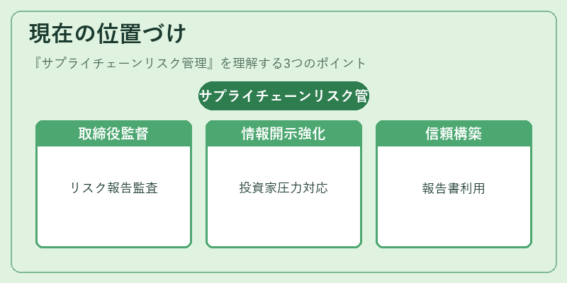 現在の位置づけ（サプライチェーンリスク管理）の図解