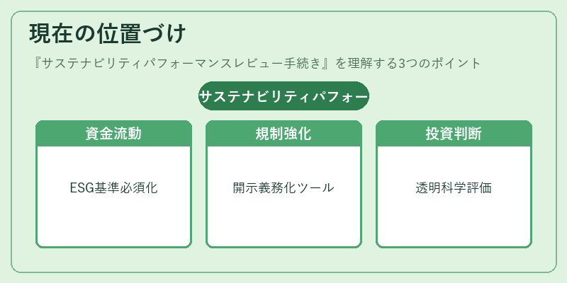 現在の位置づけ(サステナビリティパフォーマンスレビュー手続き)の図解