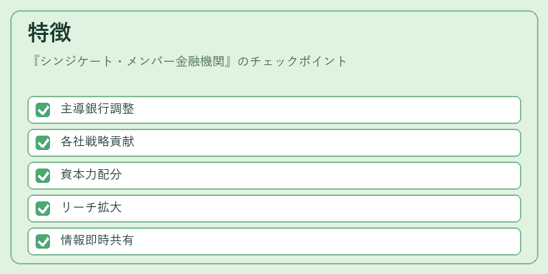 特徴（シンジケート・メンバー金融機関）の図解
