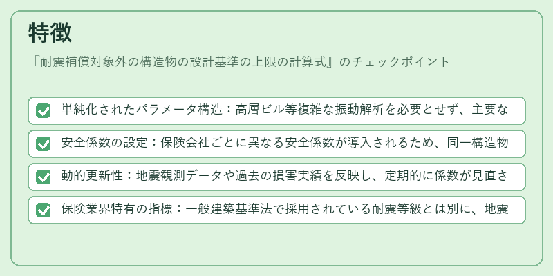 特徴(耐震補償対象外の構造物の設計基準の上限の計算式)の図解