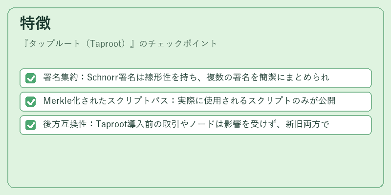 特徴（タップルート（Taproot））の図解