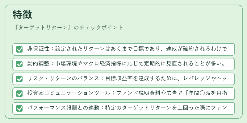 特徴（ターゲットリターン）の図解