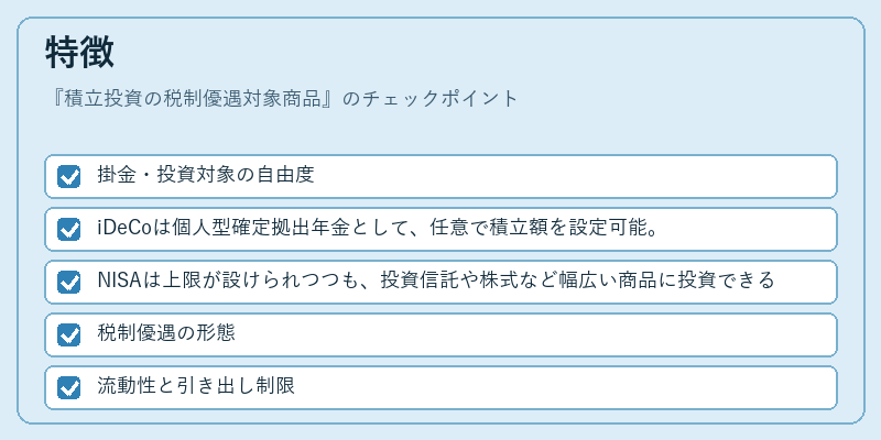 特徴（積立投資の税制優遇対象商品）の図解