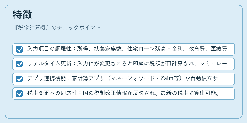 特徴(税金計算機)の図解
