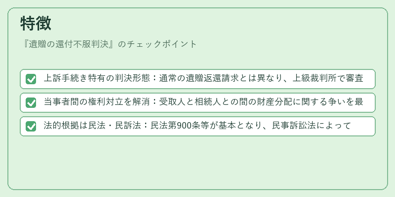 特徴（遺贈の還付不服判決）の図解