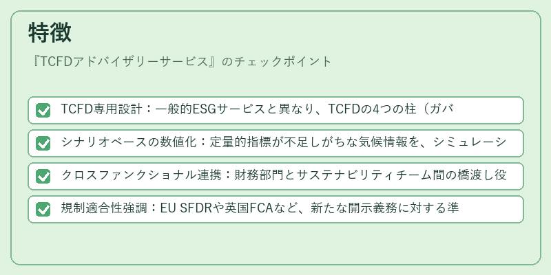 特徴(TCFDアドバイザリーサービス)の図解