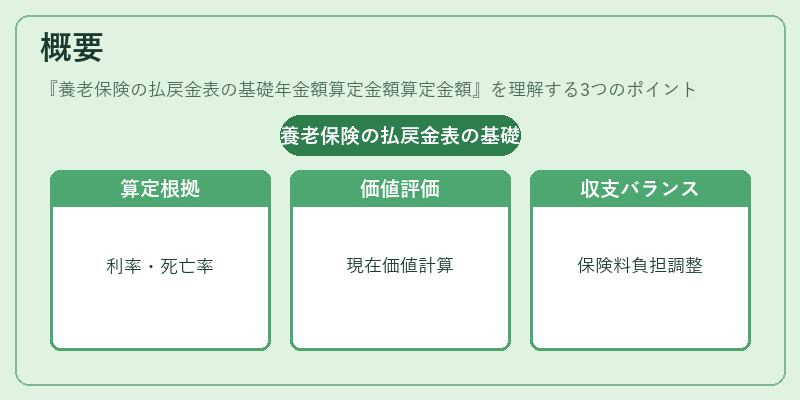 概要（養老保険の払戻金表の基礎年金額算定金額算定金額）の図解