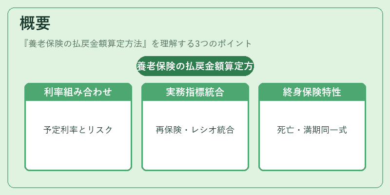 概要（養老保険の払戻金額算定方法）の図解