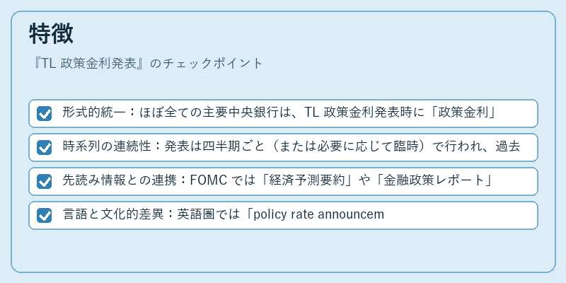 特徴（TL 政策金利発表）の図解
