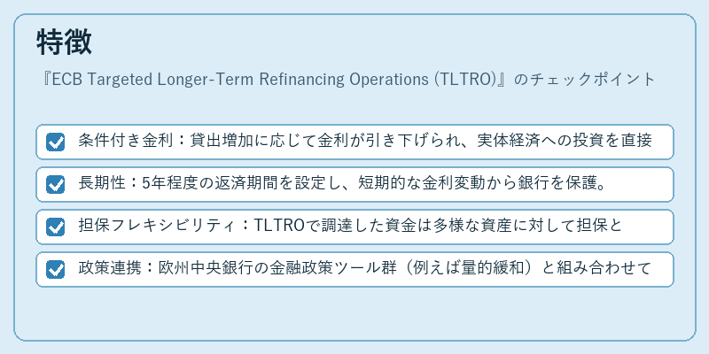 特徴（ECB Targeted Longer‑Term Refinancing Operations (TLTRO)）の図解