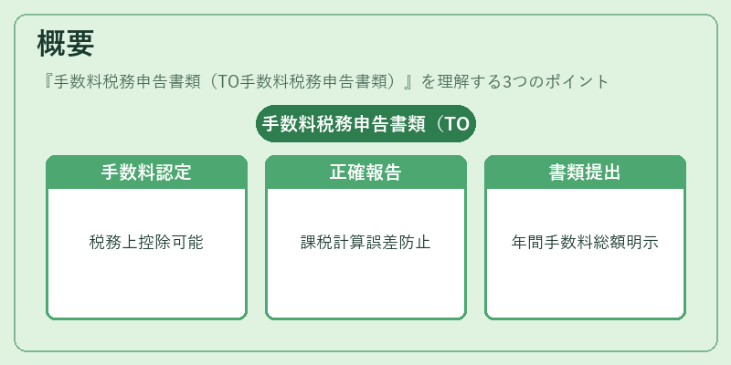 概要（手数料税務申告書類（TO手数料税務申告書類））の図解