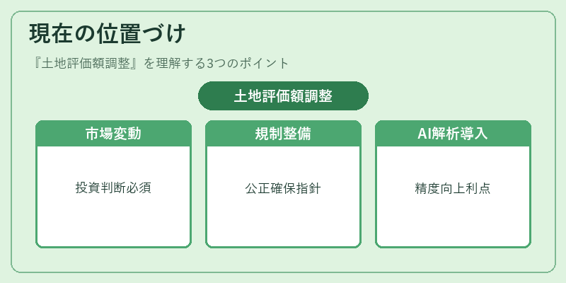 現在の位置づけ（土地評価額調整）の図解