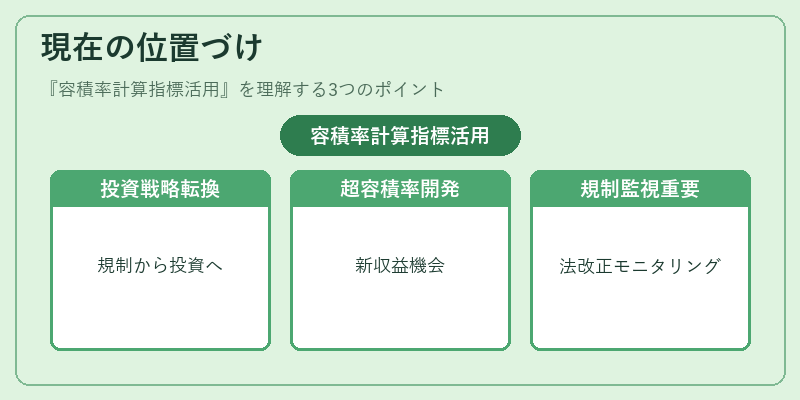現在の位置づけ（容積率計算指標活用）の図解