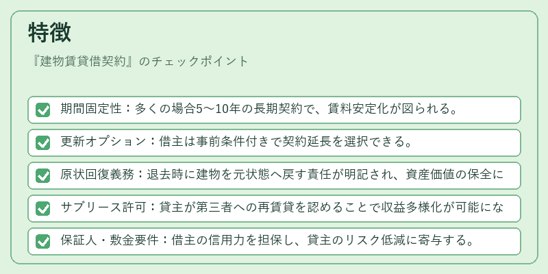 特徴(建物賃貸借契約)の図解