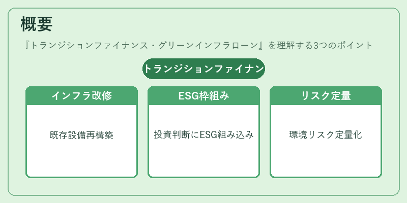 概要（トランジションファイナンス・グリーンインフラローン）の図解