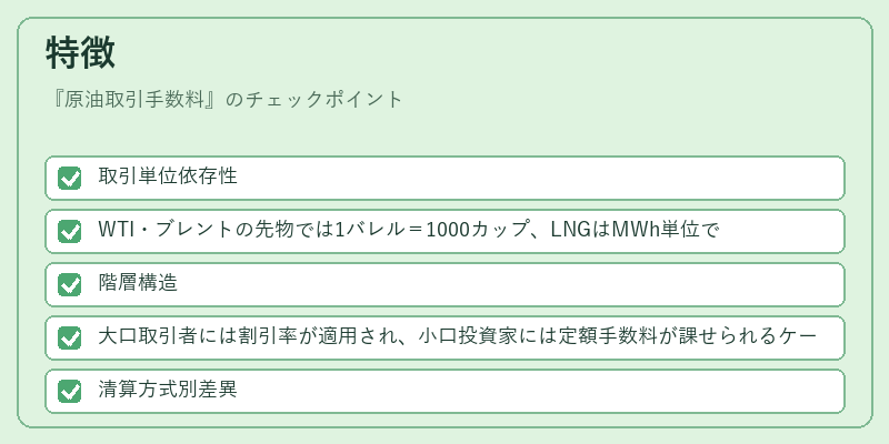 特徴(原油取引手数料)の図解