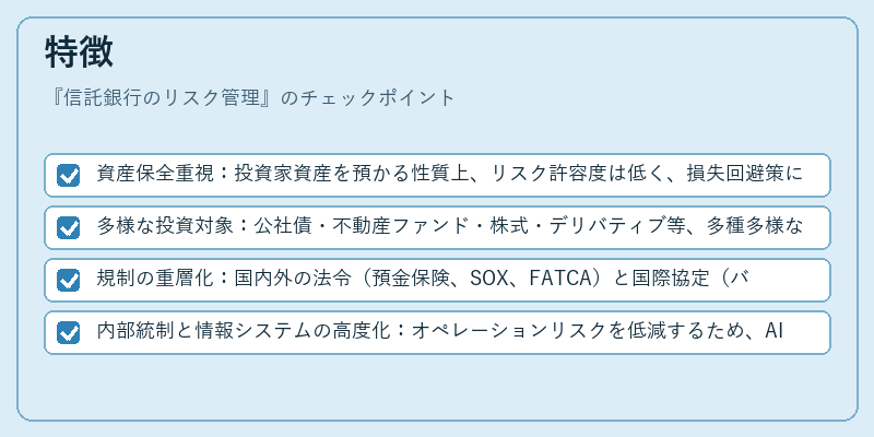 特徴（信託銀行のリスク管理）の図解