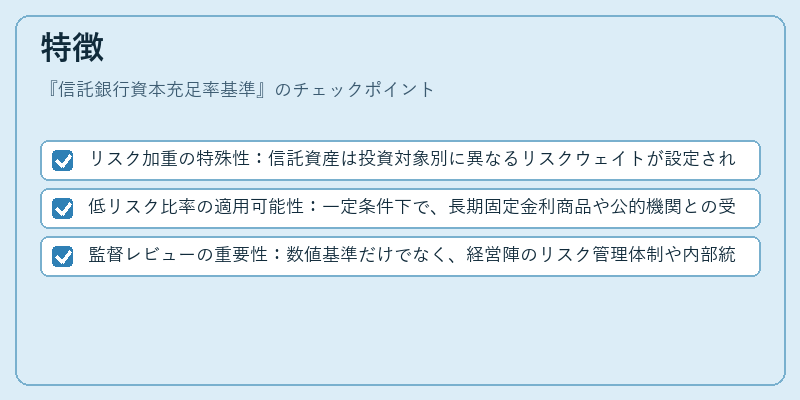 特徴（信託銀行資本充足率基準）の図解