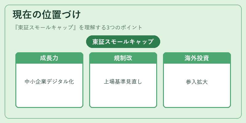 現在の位置づけ(東証スモールキャップ)の図解