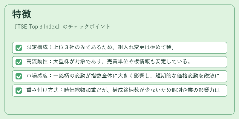 特徴(TSE Top 3 Index)の図解