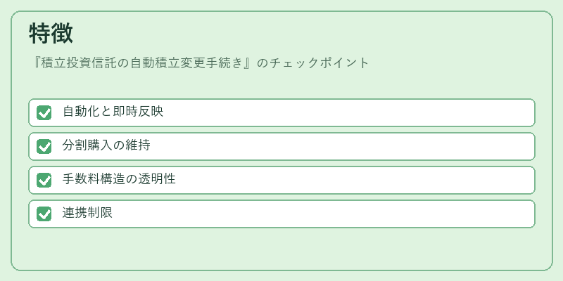 特徴(積立投資信託の自動積立変更手続き)の図解