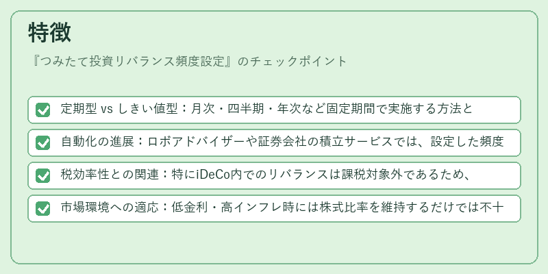 特徴（つみたて投資リバランス頻度設定）の図解