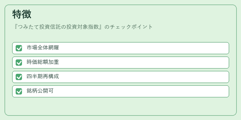 特徴（つみたて投資信託の投資対象指数）の図解