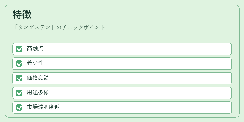 特徴(タングステン)の図解