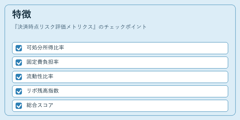 特徴（決済時点リスク評価メトリクス）の図解