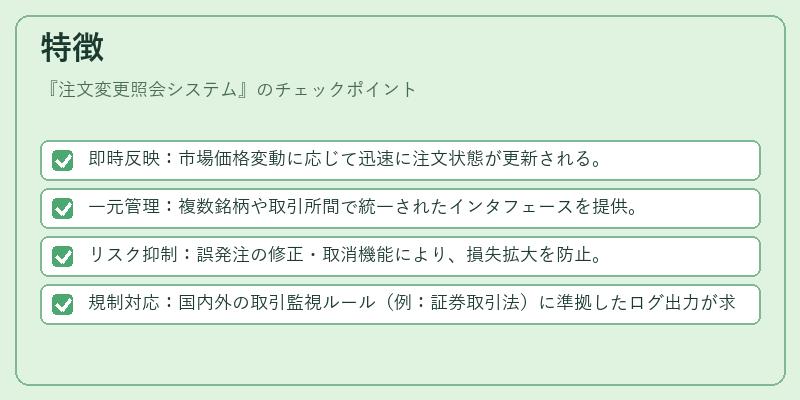 特徴(注文変更照会システム)の図解