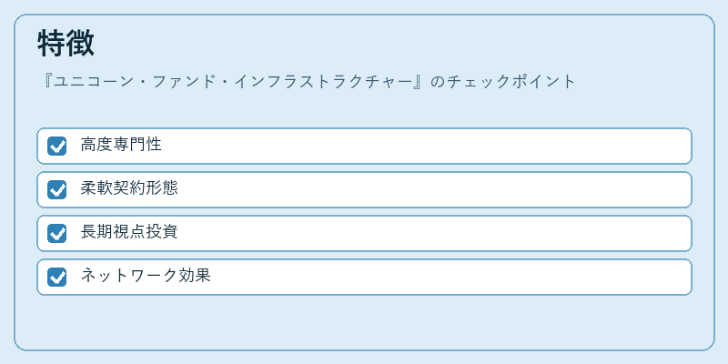 特徴(ユニコーン・ファンド・インフラストラクチャー)の図解