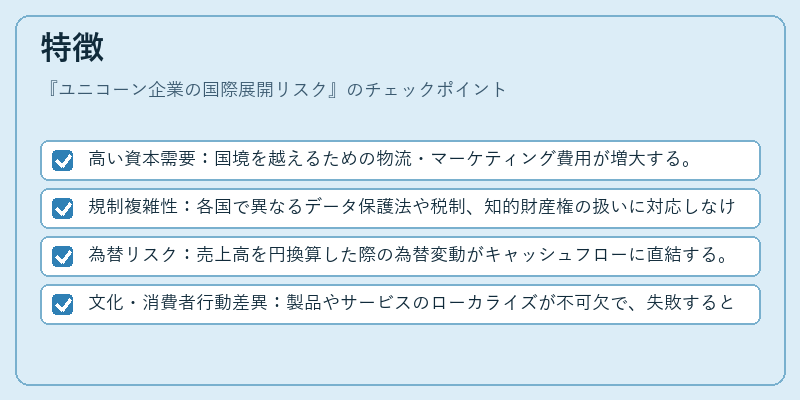 特徴(ユニコーン企業の国際展開リスク)の図解