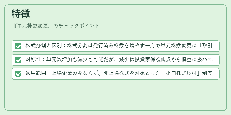 特徴（単元株数変更）の図解