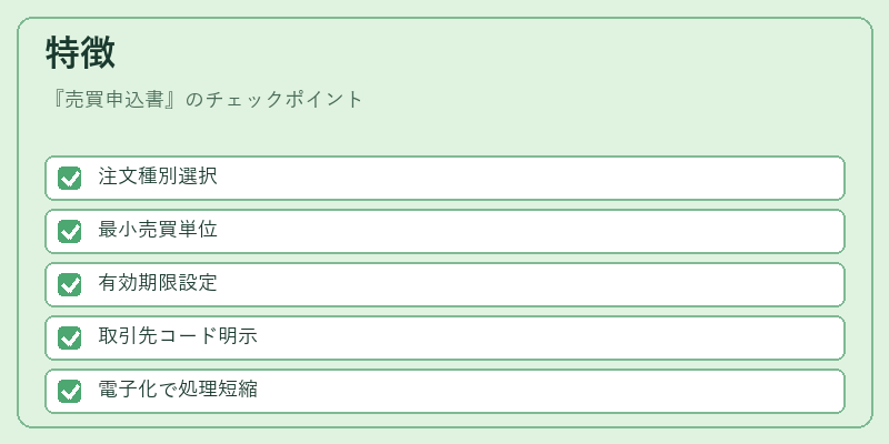 特徴（売買申込書）の図解