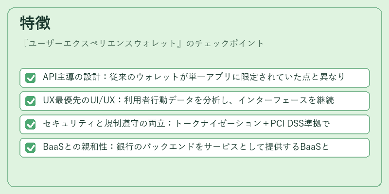 特徴（ユーザーエクスペリエンスウォレット）の図解