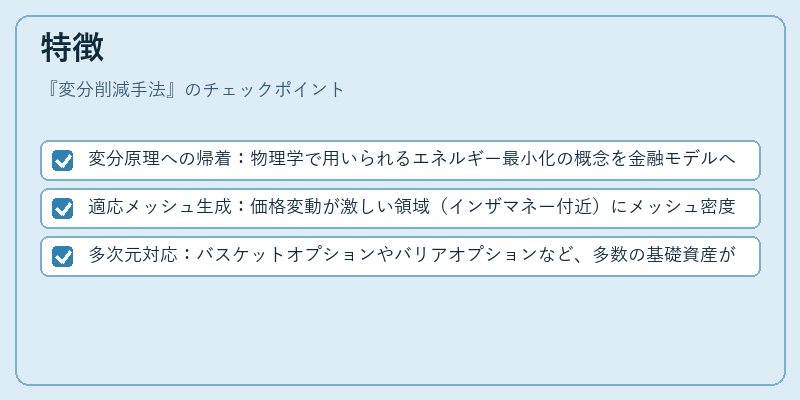特徴（変分削減手法）の図解