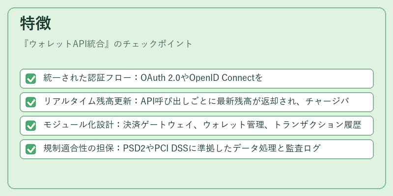 特徴（ウォレットAPI統合）の図解