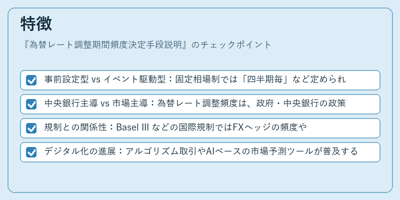 特徴（為替レート調整期間頻度決定手段説明）の図解