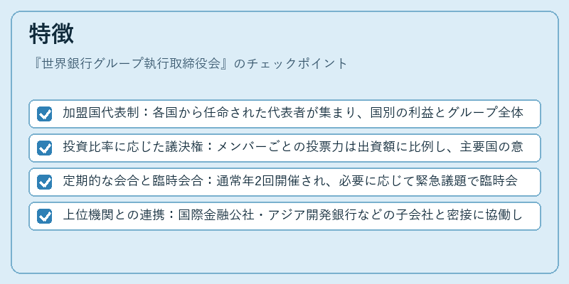 特徴（世界銀行グループ執行取締役会）の図解
