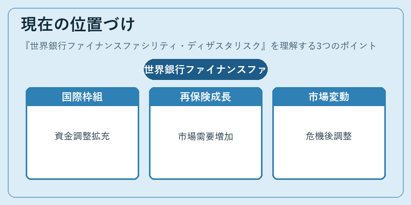 現在の位置づけ（世界銀行ファイナンスファシリティ・ディザスタリスク）の図解