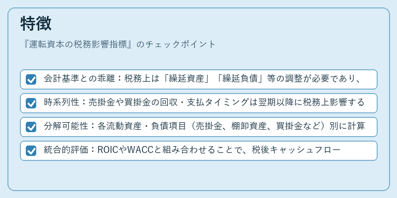 特徴（運転資本の税務影響指標）の図解