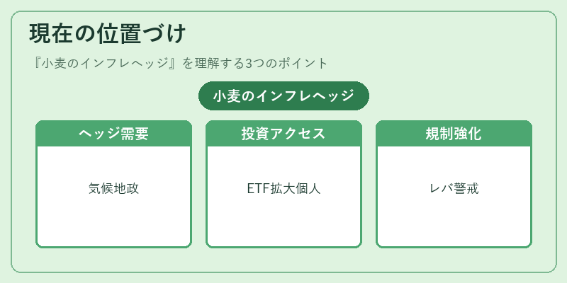 現在の位置づけ（小麦のインフレヘッジ）の図解
